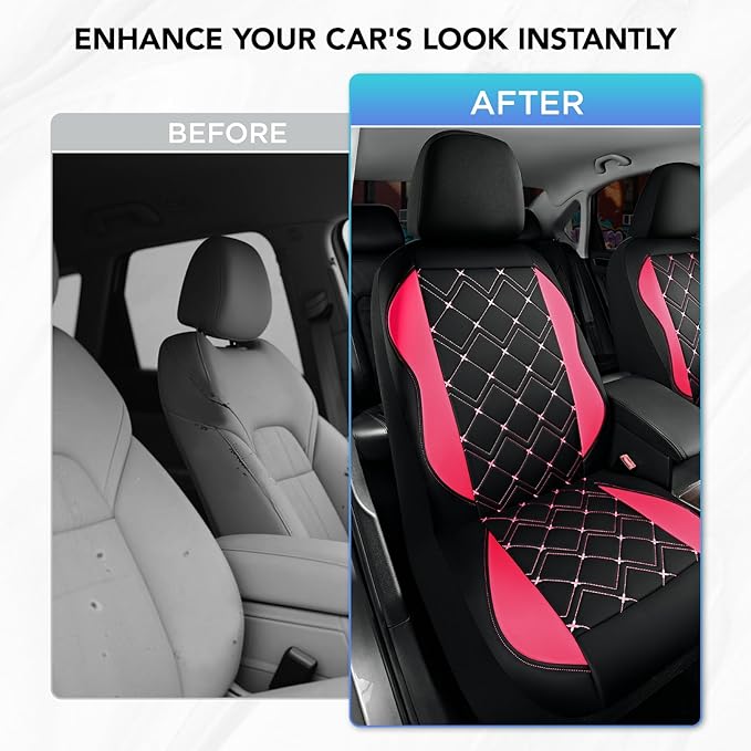 Road Comforts Seat Covers, Premium Leather Car Seat Covers Front Seat for Women Girls,Airbag Compatible, Automotive Seat Covers Universal Fit Most Cars,Vans,Truck,SUV