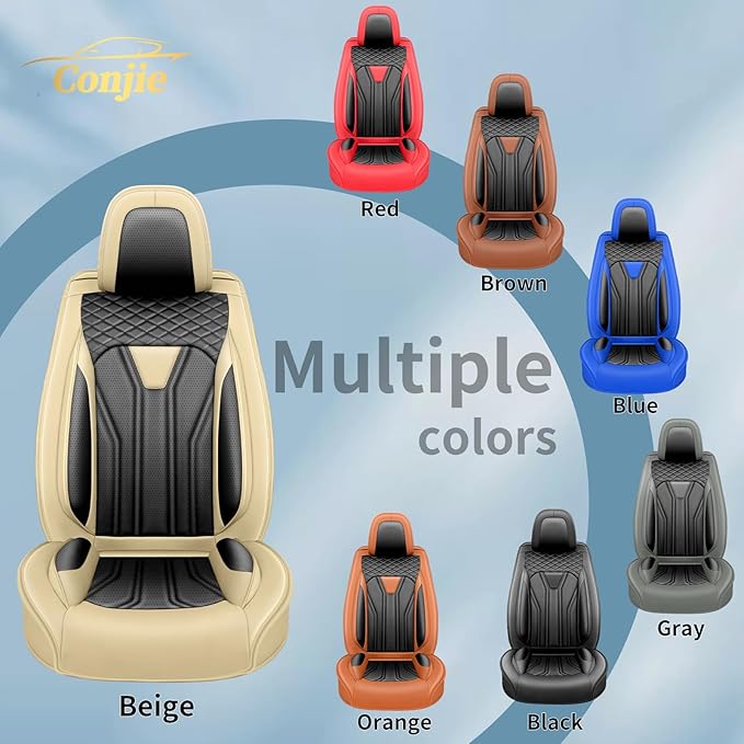Fit Tucson Car Seat Covers Premium Leather for Hyundai Tucson 2010-2025 2026. Waterproof， Breathable, Scratch-Resistant & All-Weather Seat Cushion Protector (Front Seat, Beige&Black)