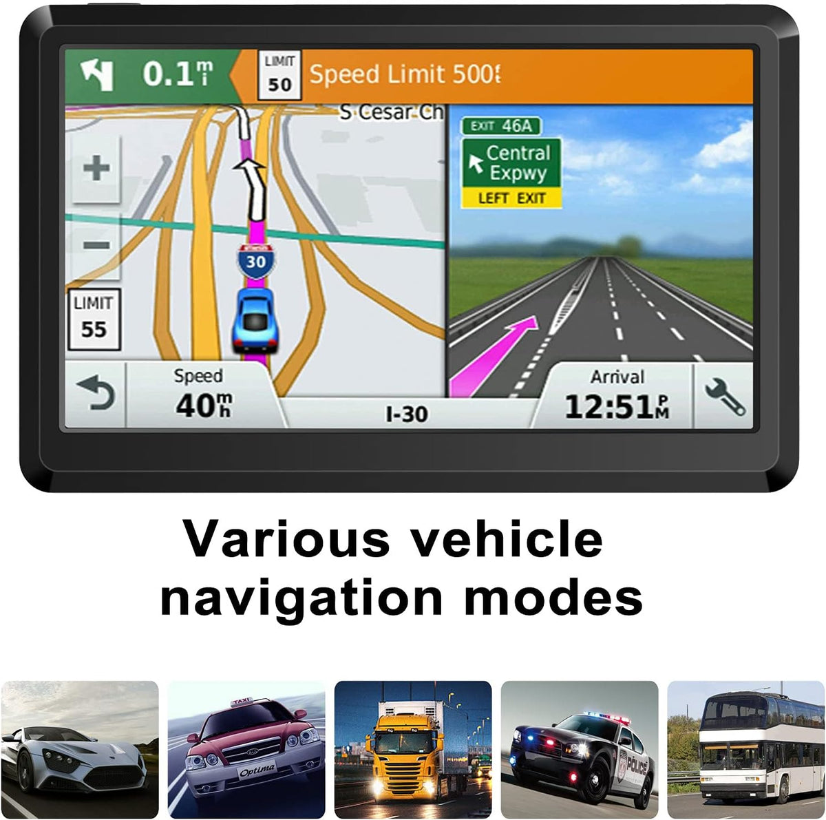 Car GPS Navigation GPS Navigation for Truck & RV & Car, Driver Alerts, Turn-by-Turn Directions, 2025 Map with Free UpdateMap