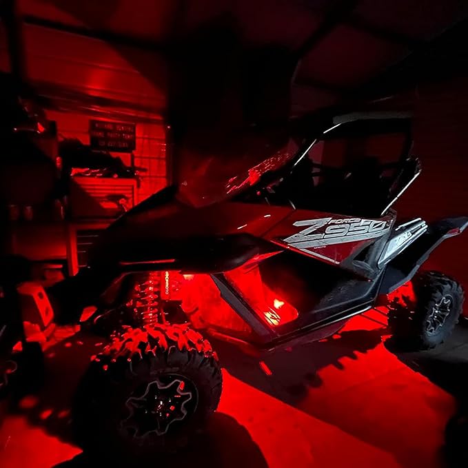 Red Rock Light 12pods 6000k Pure Red Led Rocks Lights Kit Ip68 Waterproof 47inch Extension Wires for ATV Rv Utv SUV Offroad Pickup Trucks Golf Boat Cars Trailers Fender Underglow Lighting (Red)