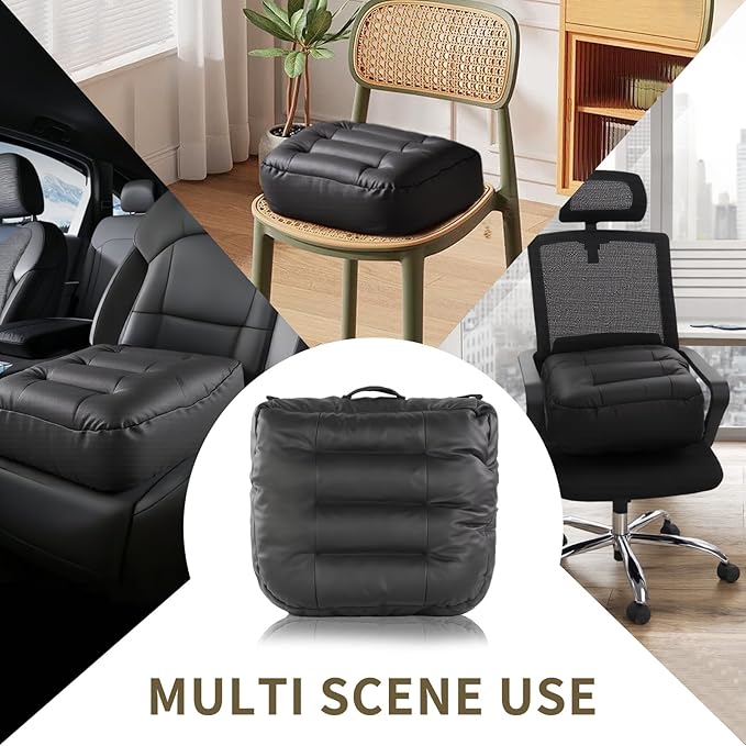 6 inch Extra Thick Seat Cushion, Technology Leather Chair Cushions for Office, Adult Booster Seat with Waterproof and Breathable, Suit for Car Seat, Desk Chair, 18 x 16 x 6 inch, Black