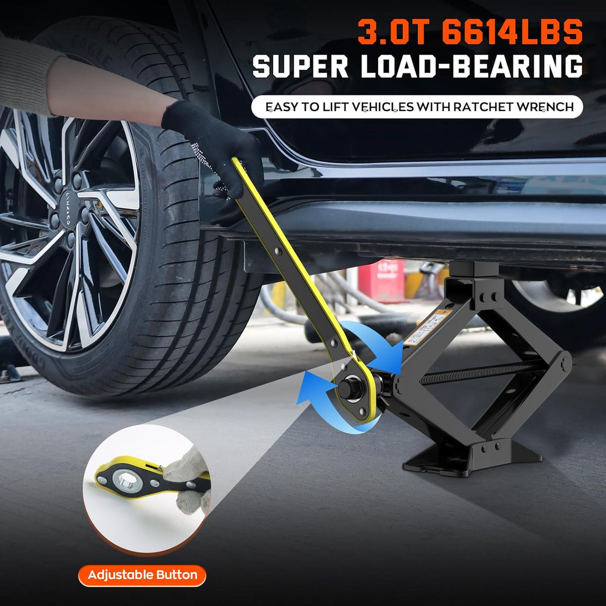 Universal Car Jack Kit Scissor Jack for Car 3 Ton 6614 LBS Spare Tire Changing Kit,Portable Tire Jack Repair Kit with Lug Wrench,Car Lifting Jack for Auto/SUV/MPV