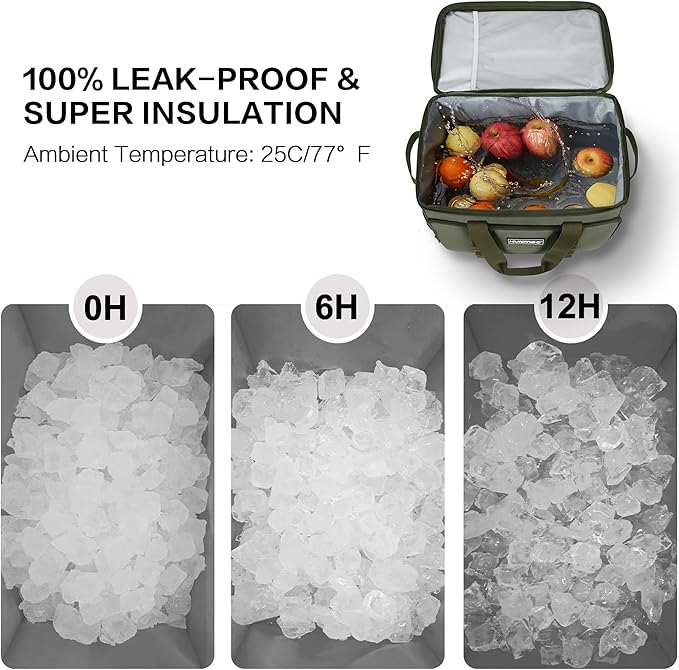 Soft Insulated Cooler Bag Collapsible Large Travel Coolers Soft Sided Coolers Ice Chest, Leakproof, Waterproof