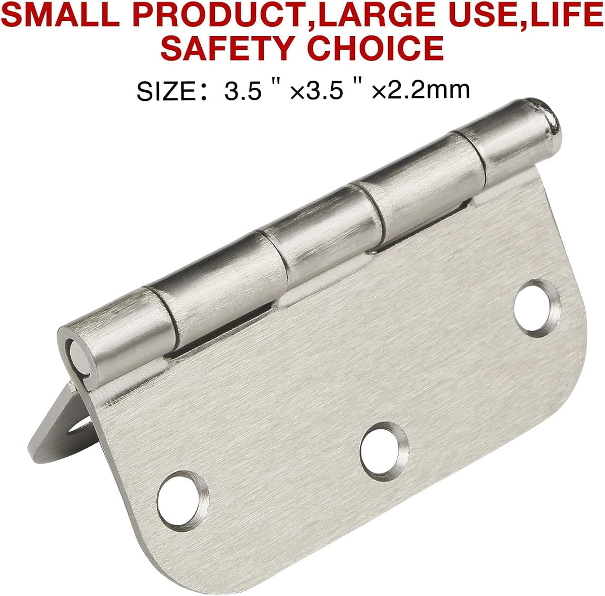 12 Pack Brushed Nickl Door Hinges 3.5 Inch x3-1/2 5/8 Radius Round Interior Hinge 3 ½" Satin Silver Heavy Duty Steel Iron Hardware for Bifold Standard Doors Home House Decor Accessories Kits