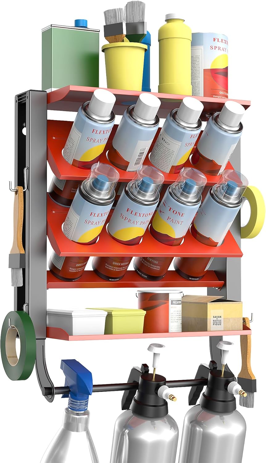 Ultrawall Spray Can Holder Rack, Heavy Duty Steel Wall Mounted Spray Bottle Holder, Garage Tool Utility Storage Rack, Holds 100 lbs