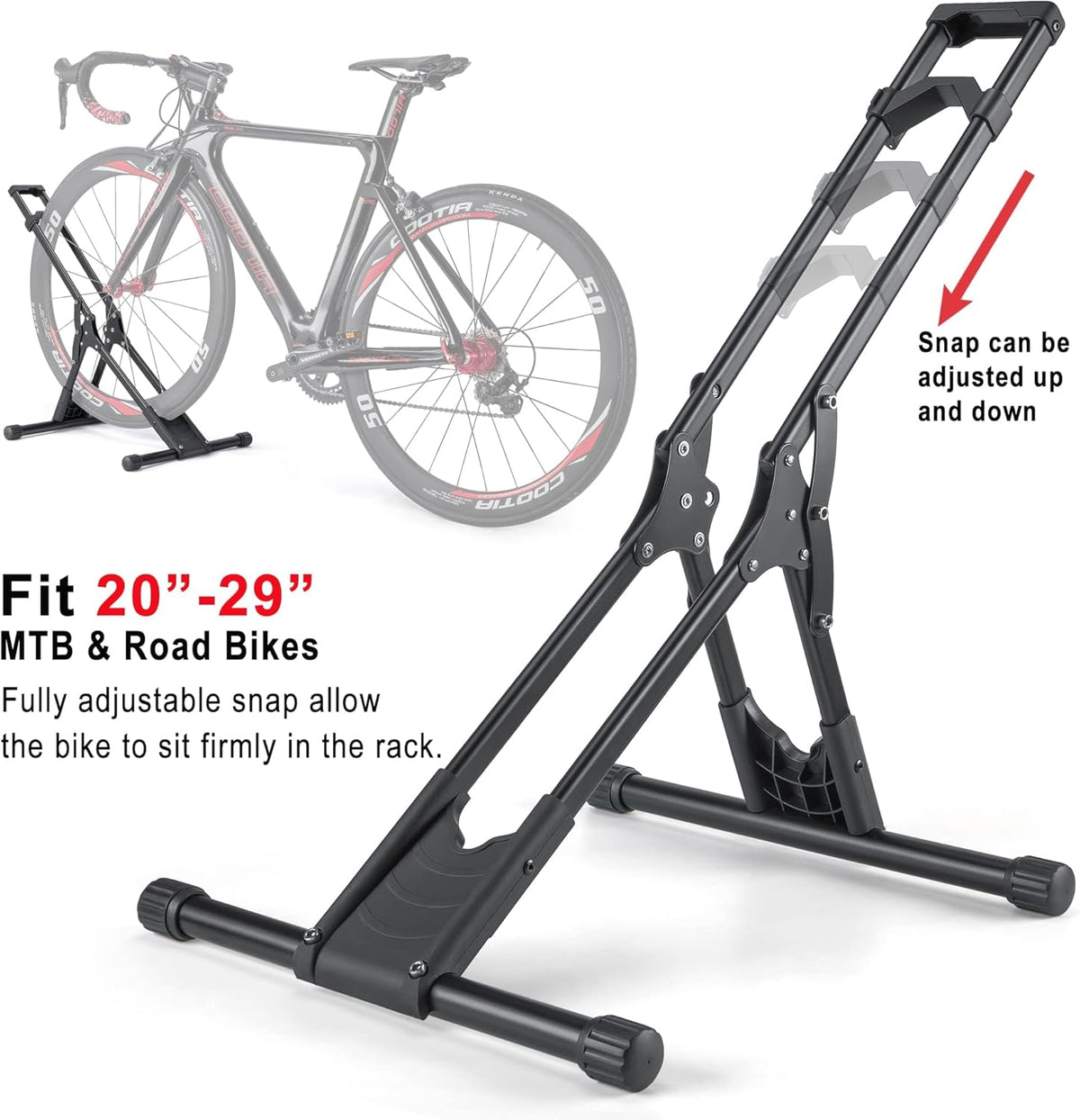 Bike Floor Stand Rack- Indoor Bike Stand for Garage/Home - Bike Storage Bicycle Parking Rack Fit 20”-29” Mountain Road Bikes (2 Bike Rack)