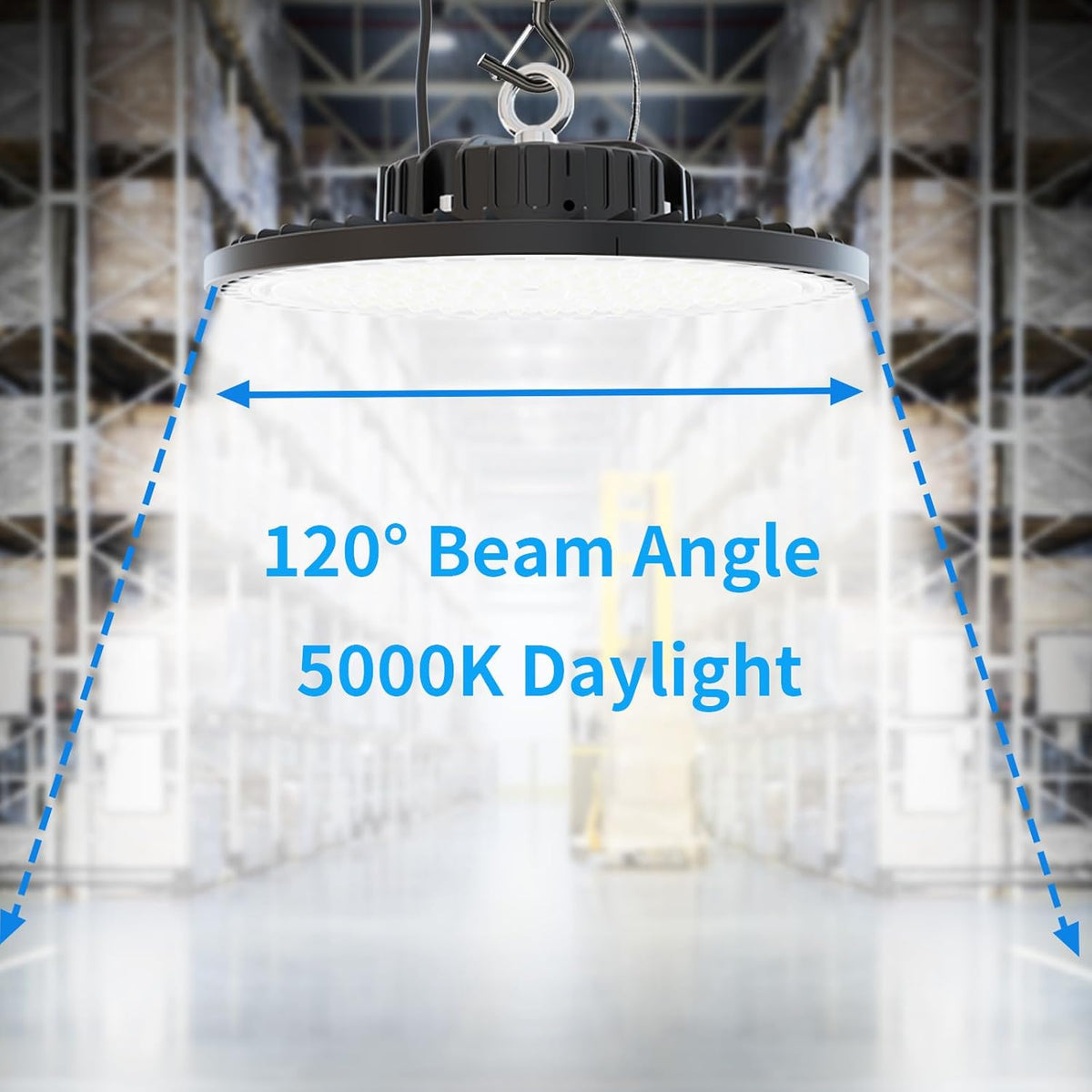 6 Pack UFO LED High Bay Light 150W, 21000 LM, 5000K with 5ft Power Cord, US Plug, Bright LED Shop Light for Basement Commercial Factory Garage Lighting, IP66 Waterproof, AC110-277V, ETL Listded