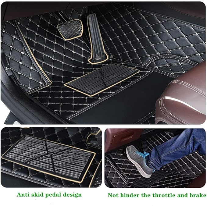 Custom Personalized Floor Mats for Cars - Luxury Full Coverage All Weather Mats, Anti-Slip Leather Mat Set, Fit for 99% of Cars, SUVs & Trucks (Purple, C-Double Color)