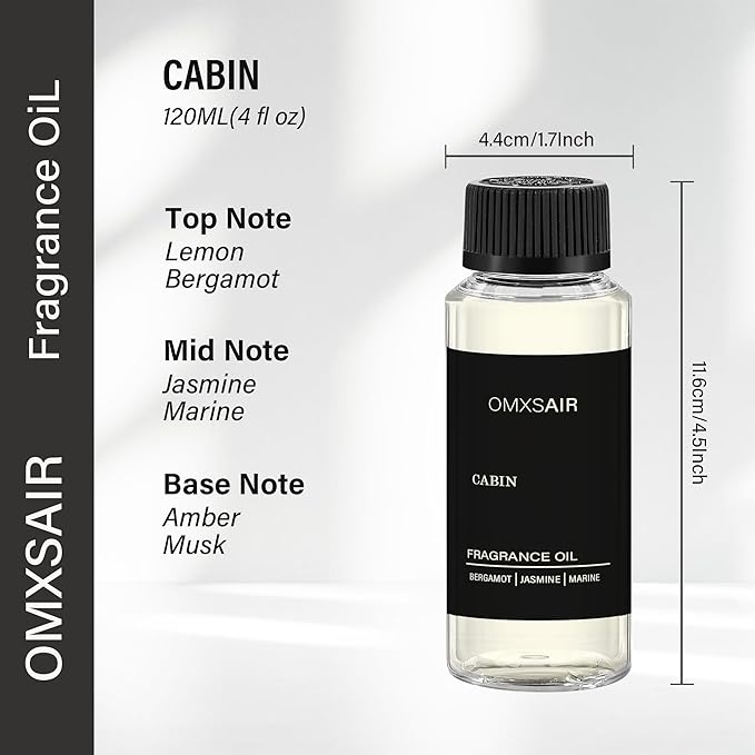 Hotel Diffuser Oil Cabin Inspired by Ritz Carlton 4.1 Fl Oz 120ml - Hotel Fragrance Diffuser Oil & Home Luxury Scents - Jasmine,Bergamot & Fresh Marine Essential Oils Blend for Aromatherapy Diffuser