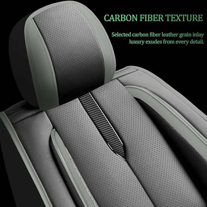 Fit Accord Car Seat Covers for Honda Accord 2003-2024 2025 2026 -Upgraded Premium Waterproof & Breathable Leather,Airbag Compatible,All-Weather Seat Cushion Protector,2 Front/Black-Grey
