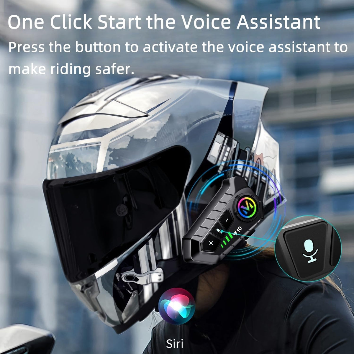 Motorcycle Helmet Wireless Headset Speakers with Hifi Sound,Noise Cancellation,25 Hours Battery Life,Boom Mircrophone,Easy to Install Use with Golves,IPX6 Waterproof,Voice Assistant,Link Two Devices