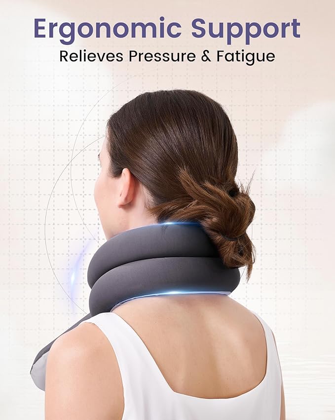 Travel Pillow, Neck Pillow – Ergonomic Memory Foam Pillow for Airplane, Adjustable & Ultra-Lightweight with Dual-Sided Fabric for Flight, Car, and Office Use, Grey