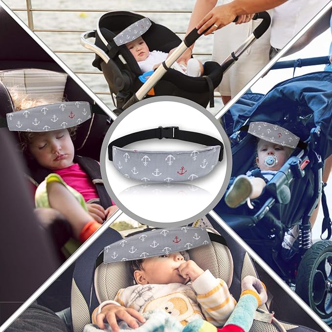 Baby Carseat Head Support,Car seat Straps Pillow Support Ban,Stroller Neck Relief Strap Headrest,Slumber Sling Sleep Positioner for Toddler Infants Child Children Kids(Gery Unicorn)