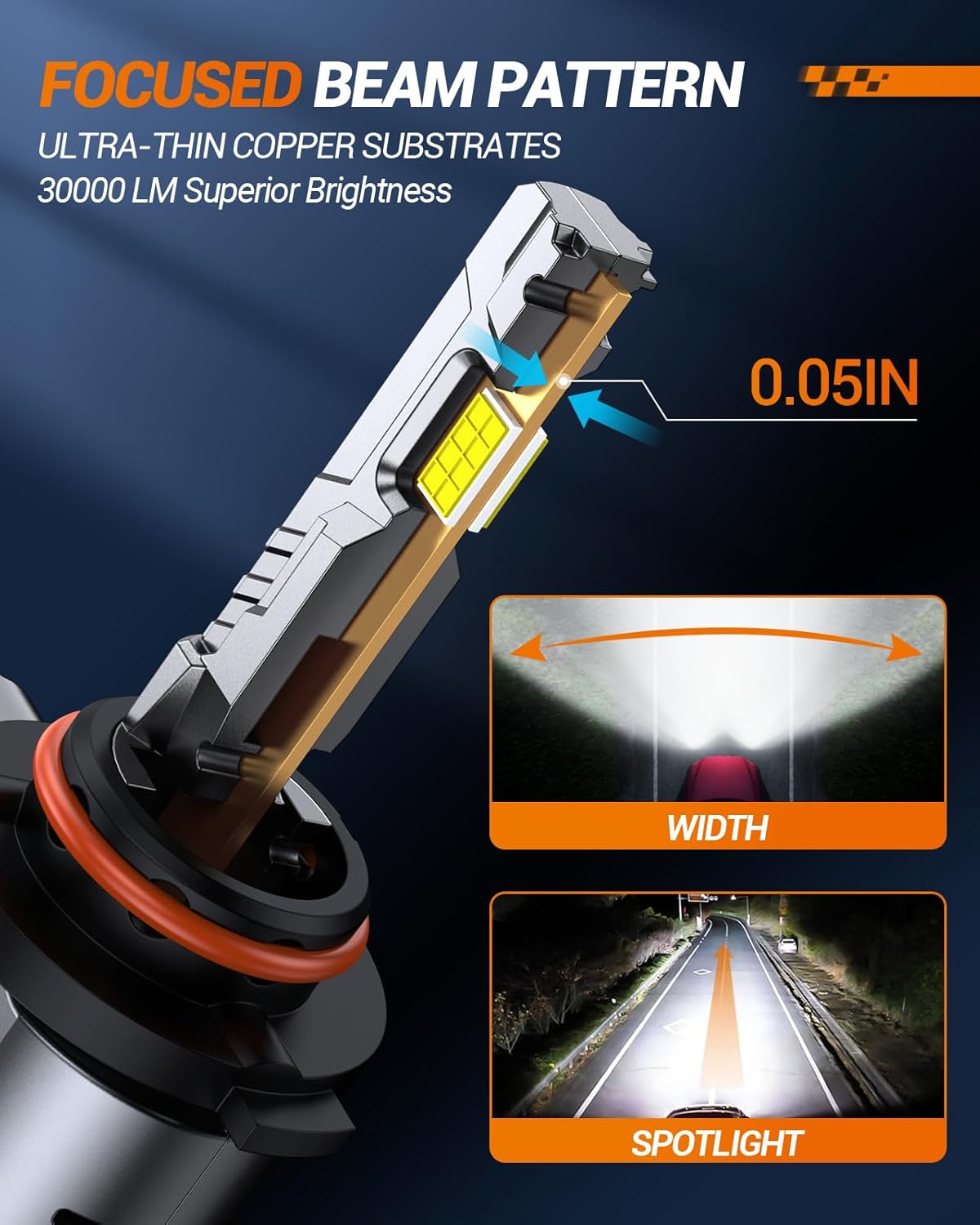 SEALIGHT 9007 Bulbs, 50000 LM HB5 Fog Light Bulbs, 1:1 Design, 6500KCool White, IP67, Plug-N-Play, Pack of 2
