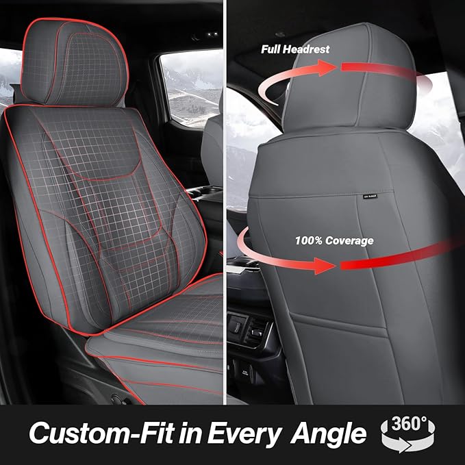 Coverland Custom Fit Car Seat Covers for Car Compatible with [2004-2008 Toyota Solara Coupe] Premium Leather Non-Slip Memory Foam Waterproof Interior Protector [Full Set Dark Gray- Size Chart X65]