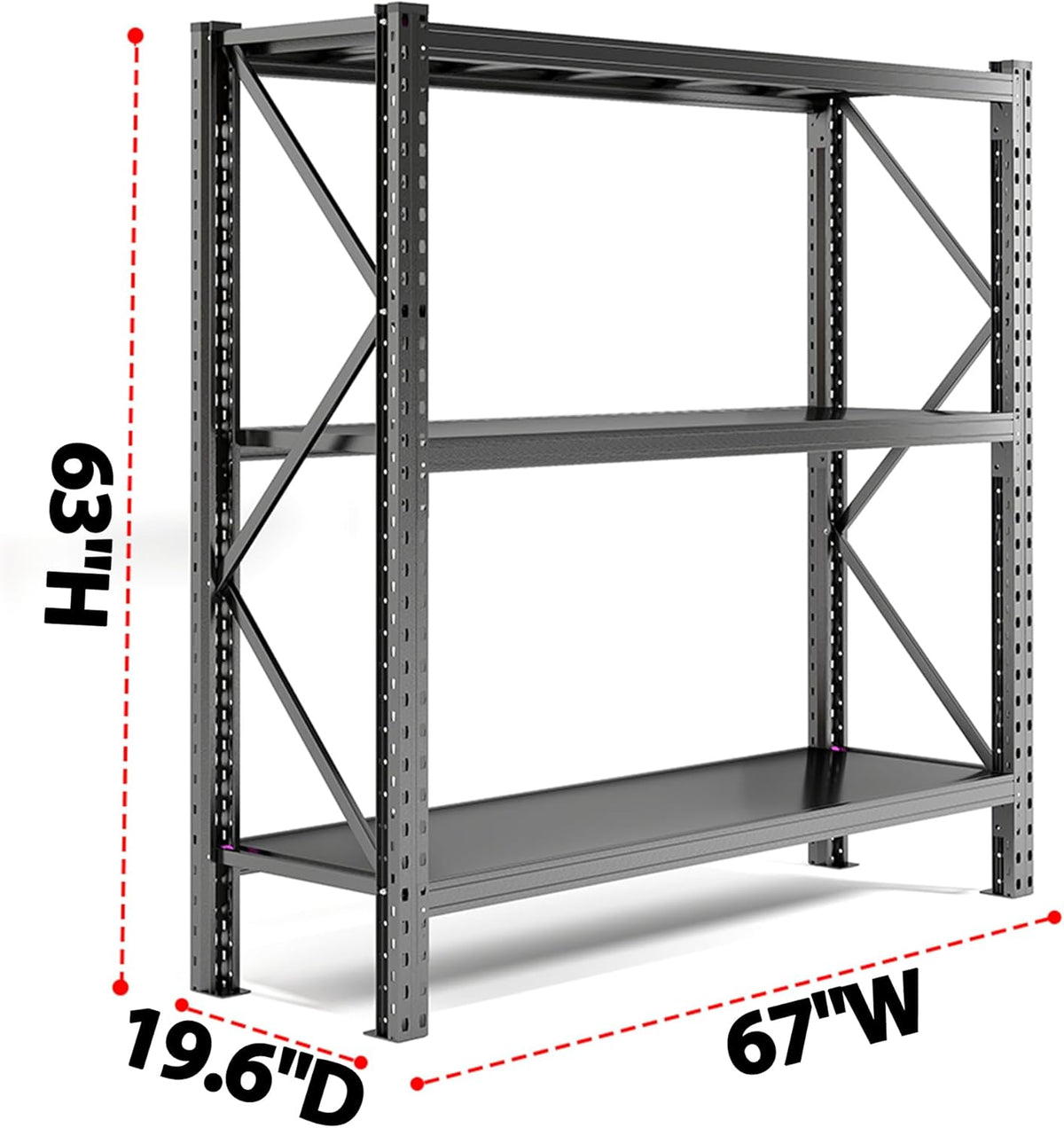 4200LBS Metal Garage Shelving, Strong Load Bearing Heavy Duty Shelves, Industrial Steel Shelves, 5 Tier Adjustable Large Shelf Unit, Multifunctional Storage Rack, 67" W×63" H×19.6" D, Black