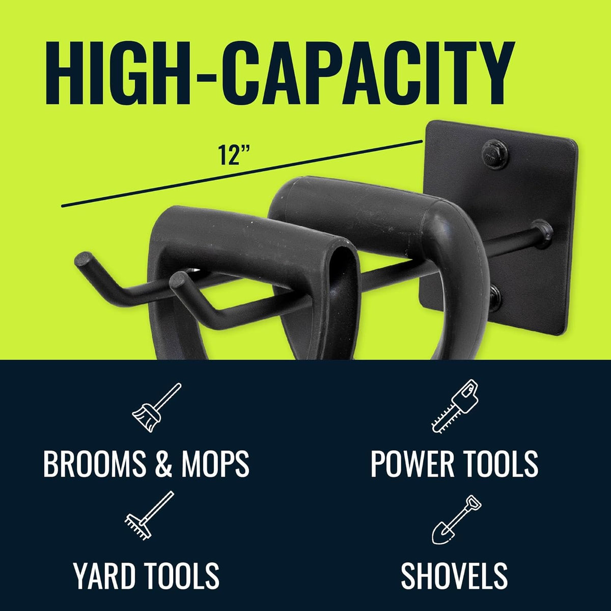 StoreYourBoard Garage Garden Tool Wall Mount Hook, Garage Organization and Storage, Shovel & Rake Hangers Yard Tool Rack, Industrial Steel Holds 50 Pounds