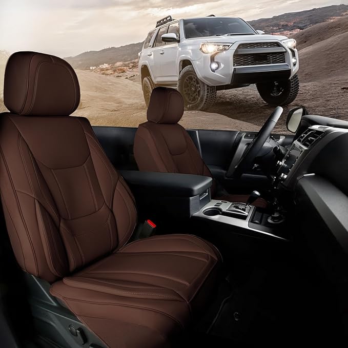 Coverland Custom Fit Car Seat Covers for SUV Compatible with [Buick Rainier, Chevy Trailblazer, Trailblazer EXT] Premium Waterproof Non-Slip Interior Seat Protector [Front Dark Brown - Size Chart A29]