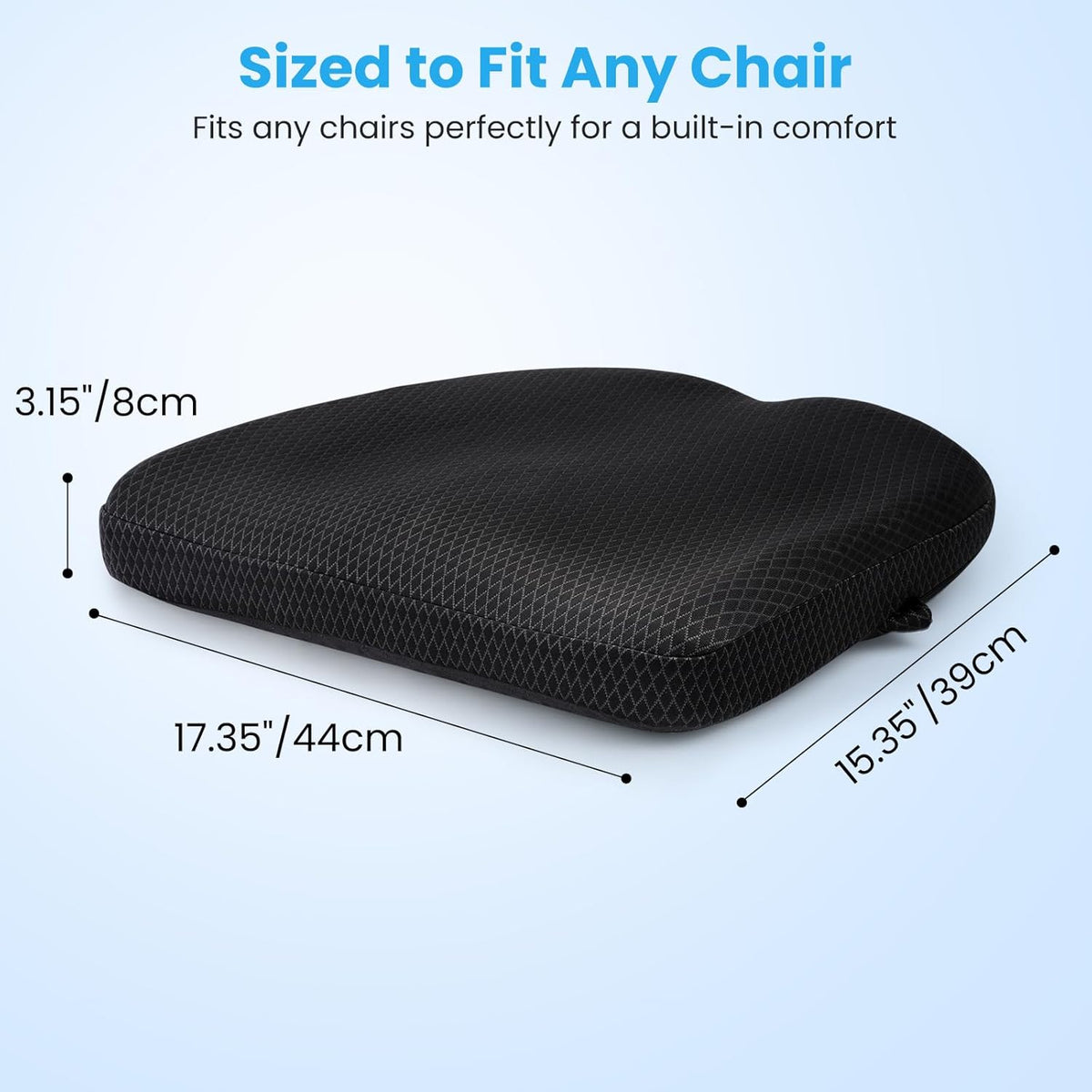 Office Chair Cushion - Breathable Pressure Relief Seat Cushion with Hours Sitting on Gaming/Car/Wheelchair, Extra-Dense Air Fiber for Orthopedic Coccyx, Sciatica & Hip Support (Dark Gray)