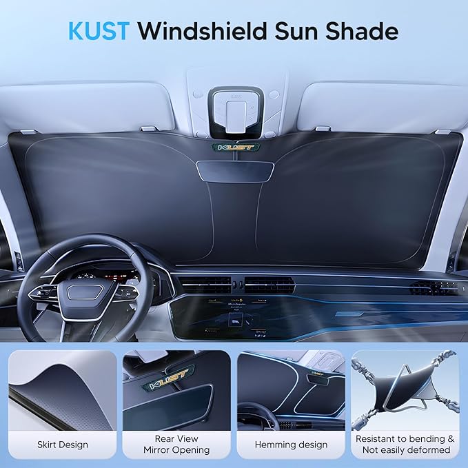 KUST Windshield Sun Shade for 2022-2025 2026 Volkswagen VW Taos Accessories Sunshade Window Sun Visor Protector Foldable Blocks UV Rays Keep Your Car Cooler