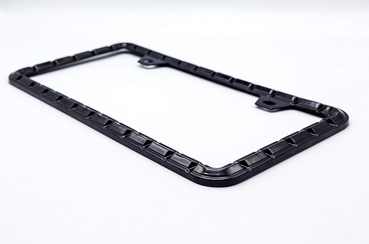 Creathome 3D Brilliance Black License Plate Frames, Pure Zinc Alloy Metal with Chain Patterned