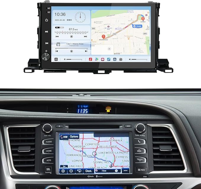 10.2'' Android 13 Car Stereo for Toyota Highlander 2014-2019,with Wireless CarPlay & Android Auto,4G+64G WiFi/DSP/SWC/AM/FM Radio