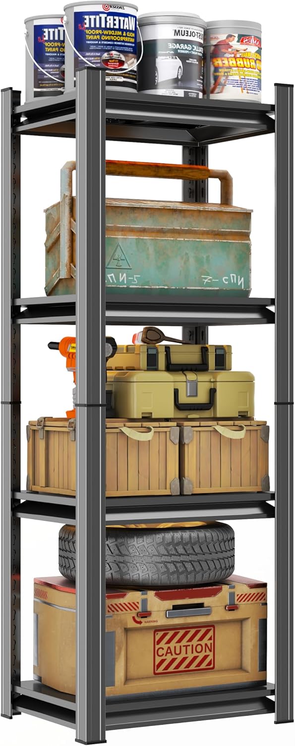 Metal Garage Shelving Unit, Heavy Duty 4-Tier Adjustable Storage Rack, Steel Shelving,2000 lbs Capacity, Industrial Shelves for Heavy Tools and Equipment (4-Tier 54" H x 20" W x 14" D)