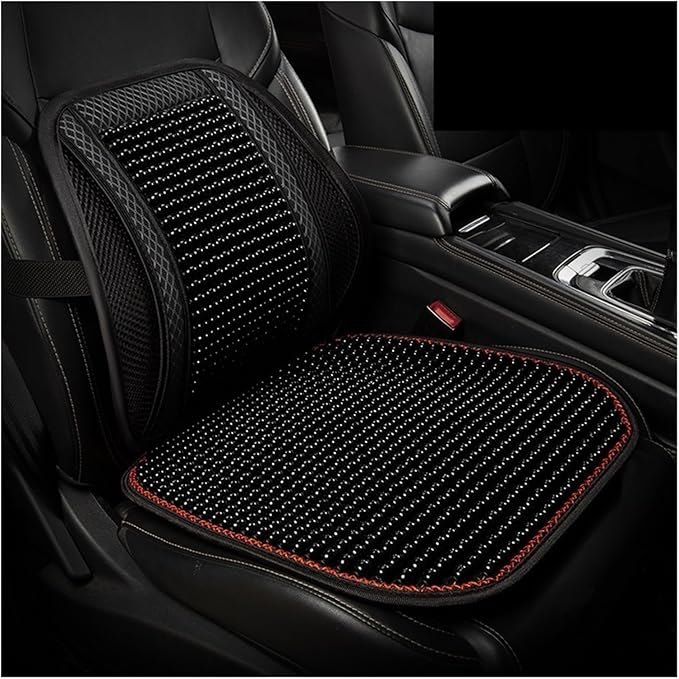 Car Seat Chair Back Cushion for Toyota RAV4 Prime 2025, Wooden Beads Ventilate Mesh Lumbar Brace Strong Durable Relieve Fatigue Summer Interior Accessories,C-Backrest