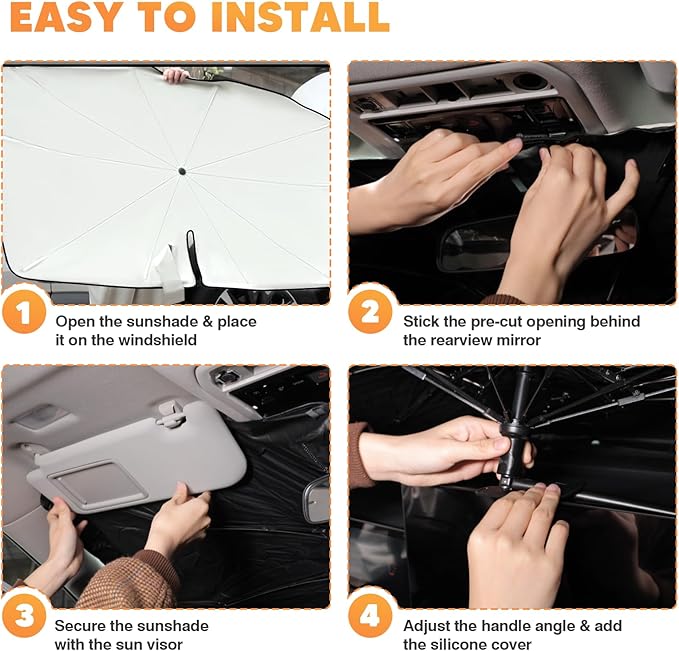 KUST Custom Fit Windshield Sun Shade Umbrella for 2022-2026 Honda CRV CR-V CR V | Foldable Sunshade with Bendable Handle | Blocks Heat & UV Scratch Resistant Keep Cool Sunshield