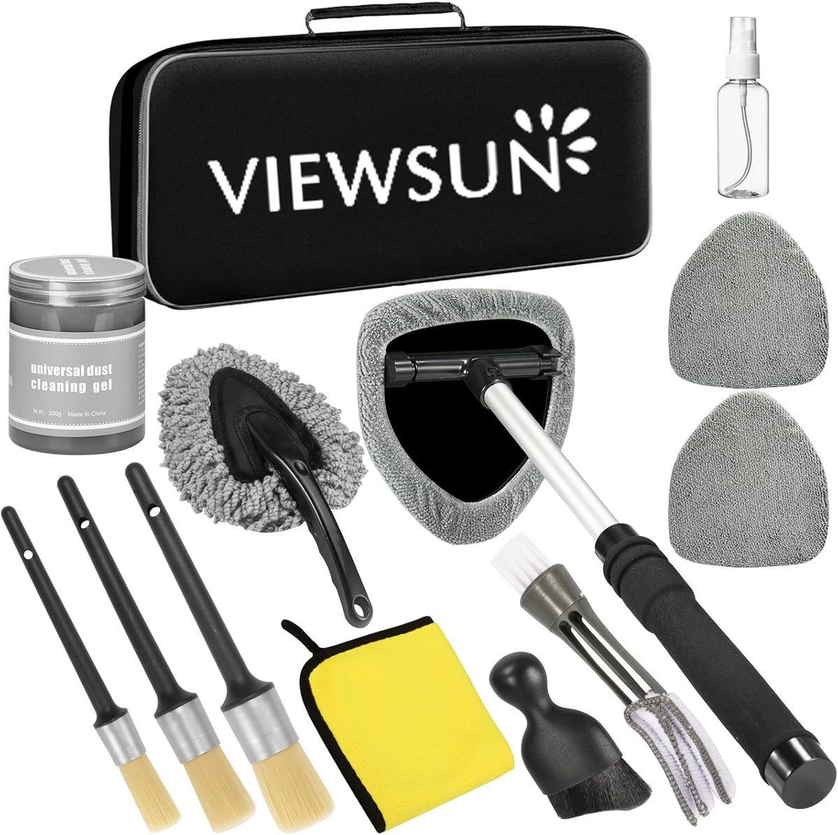 Viewsun Windshield Cleaner Tool, 13Pcs Car Interior Cleaning Kit, Car Detailing Kit Interior Cleaner, Car Detailing Brushes, Car Cleaning Gel, Inside Cleaning Supplies Accessories for Women Men