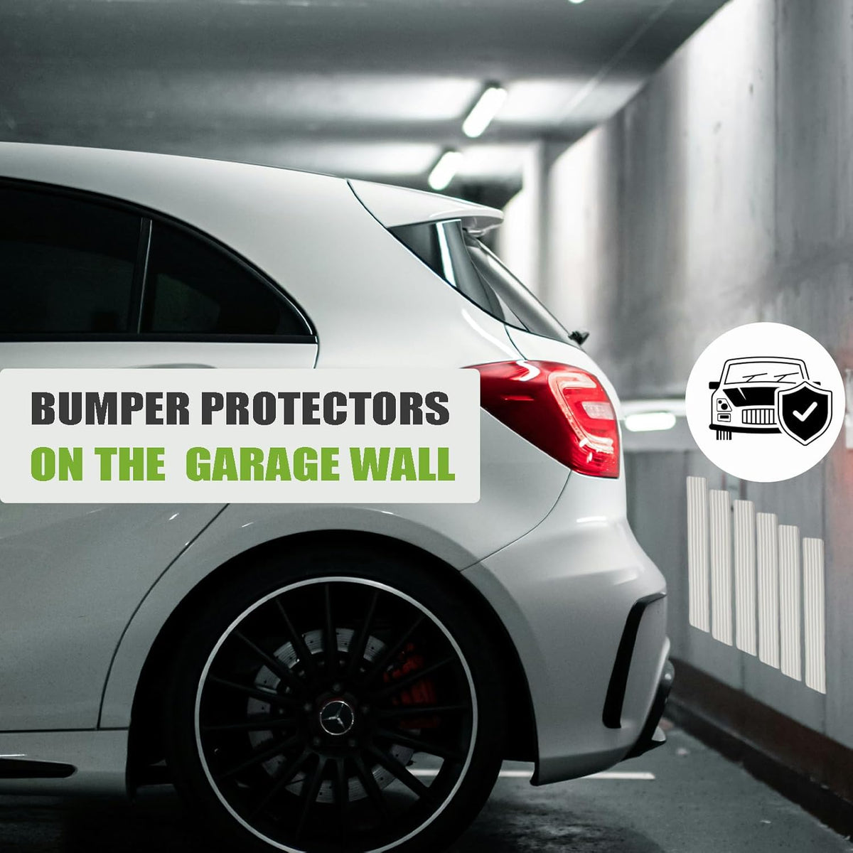 Garage Wall Protector Strip Car Door Protector, Self-Adhesive Rubber Garage Wall Guards for Car SUV Doors, Waterproof Wall Bumper Guards for Cars - 2.75x16 Inches 6 Packs - White