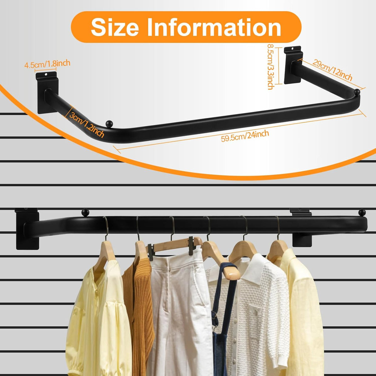 Polmart Slatwall Steel U-Shape Hanger Rail, 4-Pack