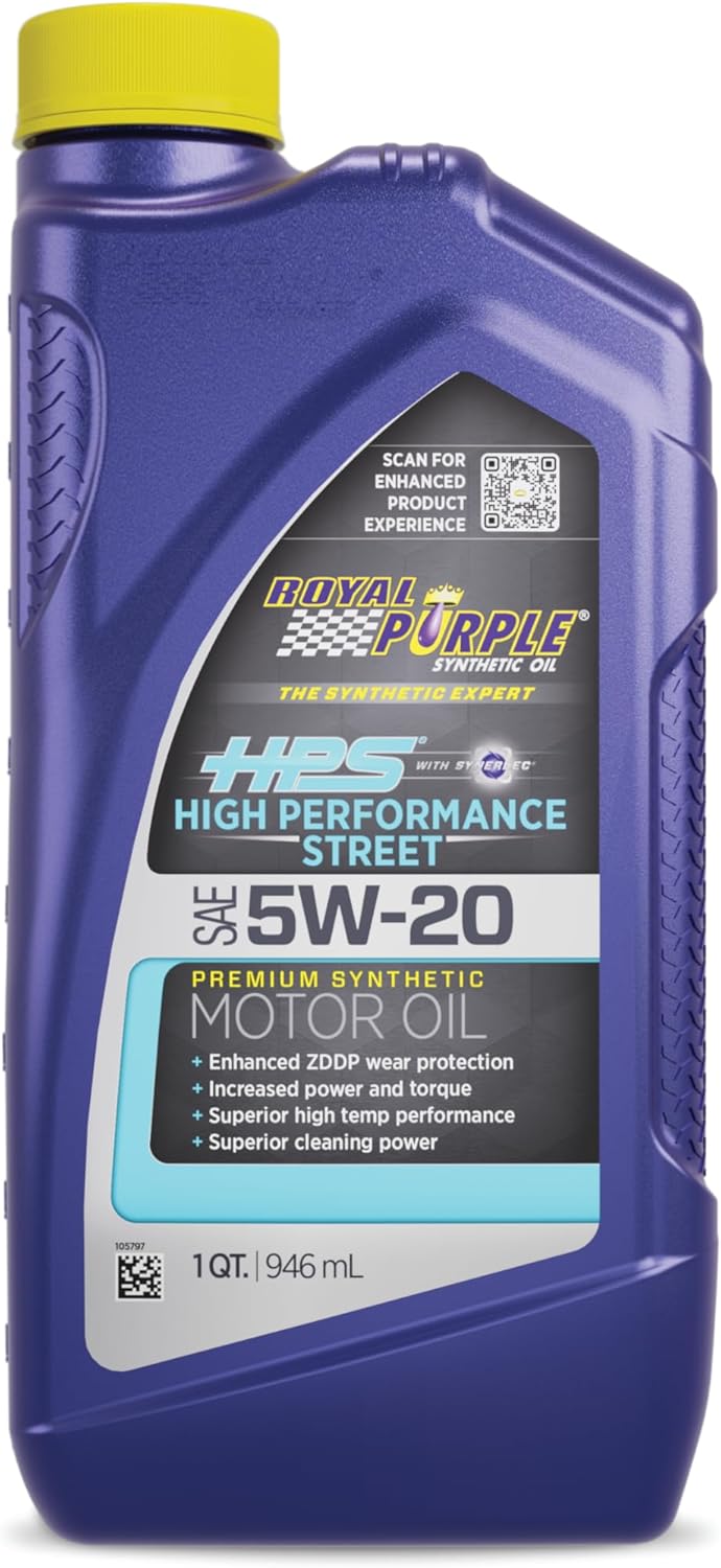Royal Purple (36520-6PK HPS 5W-20 Synthetic Motor Oil with Synerlec Additive Technology - 1 Quart, (Case of 6)