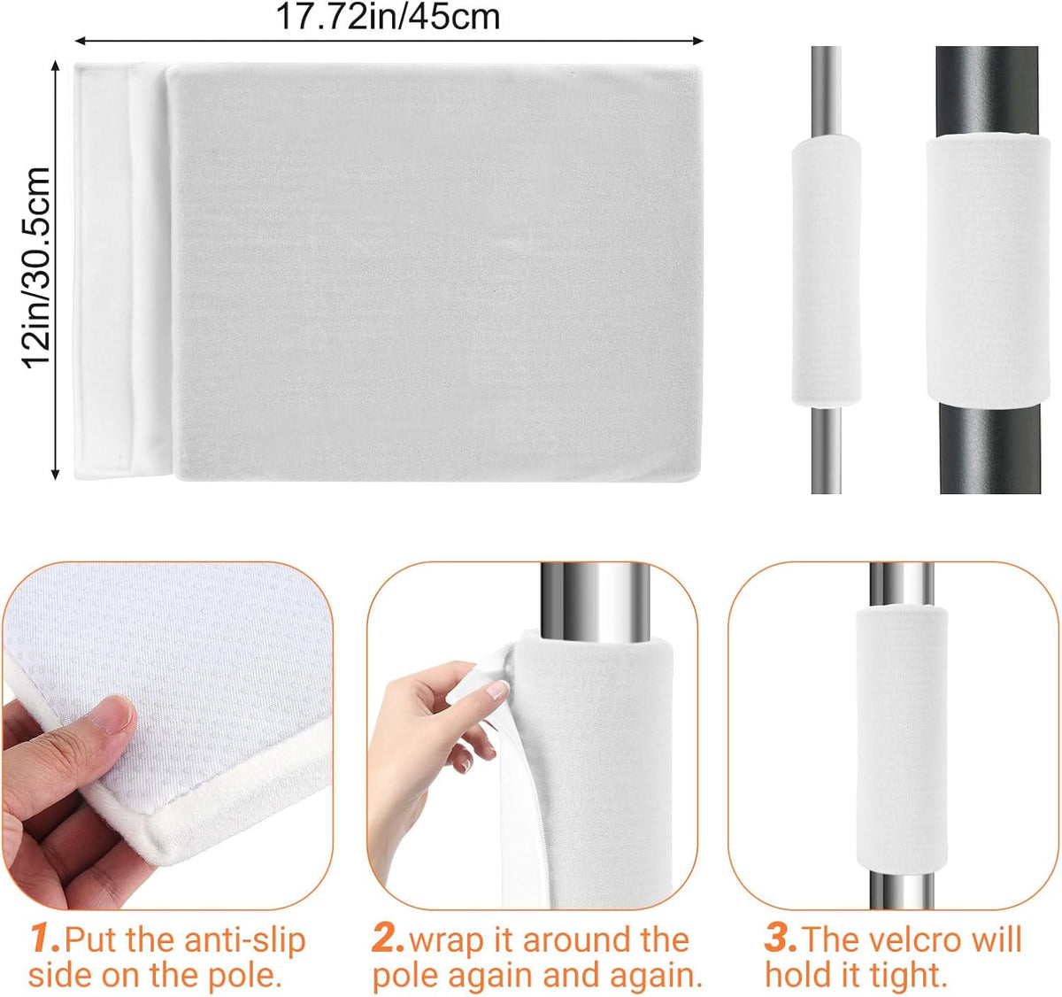 YeeBeny 4pcs Basement Pole Wrap, Garage Pole Padding with Anti Slip Fabric12x14.5 Inch, Pole Wrap Wood Roll, Column Wrap for Basketball Pole, Garage Pole, Playground Pole (White, 15x12)