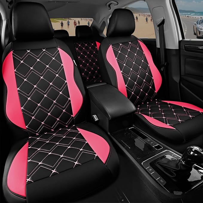 Road Comforts Seat Covers, Premium Leather Car Seat Covers Full Set for Women Girls,Airbag Compatible, Automotive Seat Covers Universal Fit Most Cars,Vans,Truck,SUV