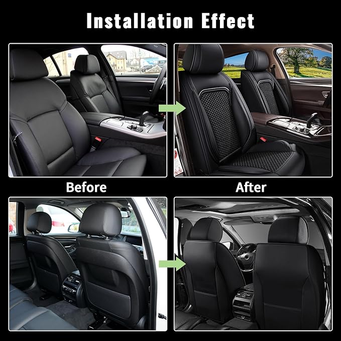 Car Seat Covers Front Seats for Mazda CX5 CX-5 2013-2025 2026, Breathable Cooling Ice Silk Leather Car Seat Covers, 2 Seats Vehicle Seat Protector Seat Cushion Auto Accessories (Black)
