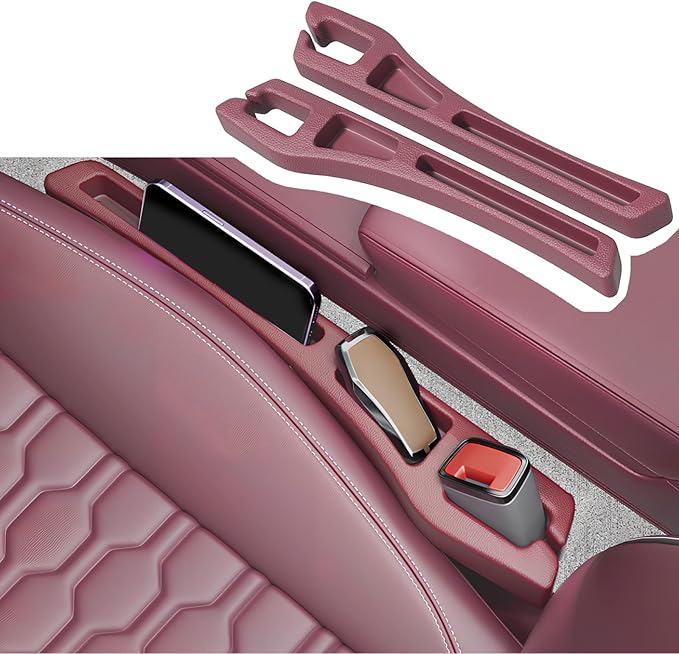2PCS Car Seat Gap Filler Organizer,2 in 1 Car Gap Filler with Fill and Storage Function for Storing Phones Keys Cards,Universal Multifunctional No Drop Seat Guard for Cars (Red)