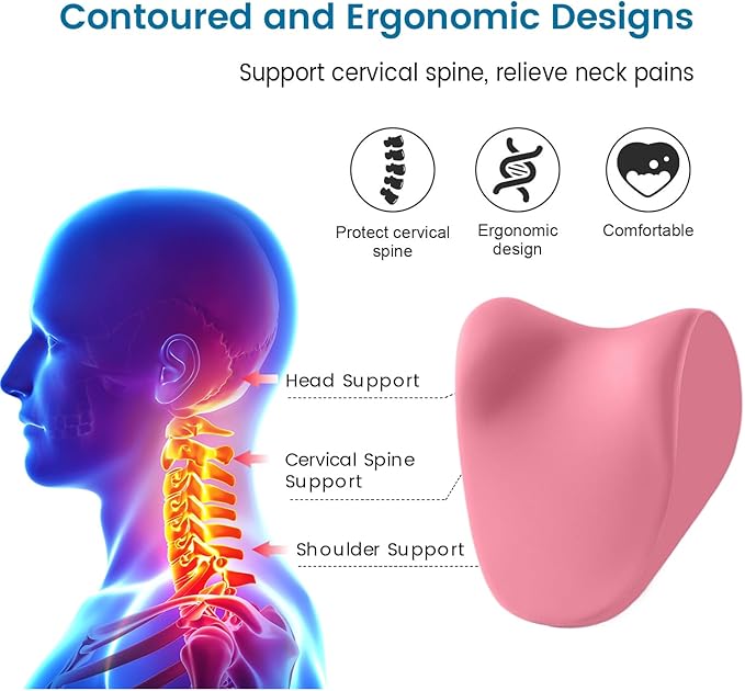 Car headrest Pillow, Car Neck Pillow for Driving and Neck Support Pillow for car headrest, Pink car seat Pillow Head Rest Pillow for car Driving seat with Memory Foam