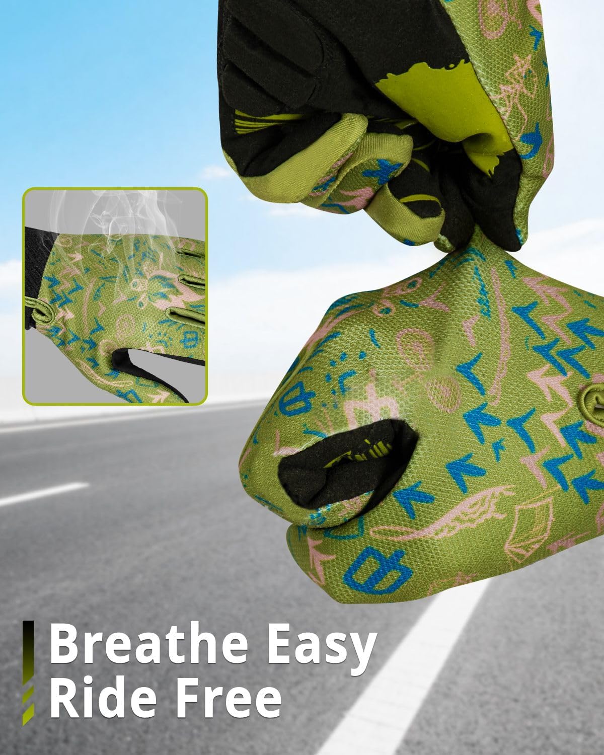 RIGWARL Skeleton Motorcycle Gloves Men Women Touchscreen, Non-Slip Mountain Bike Gloves for Men Cycling, Lightweight Dirt Bike Riding Bicycle Glove