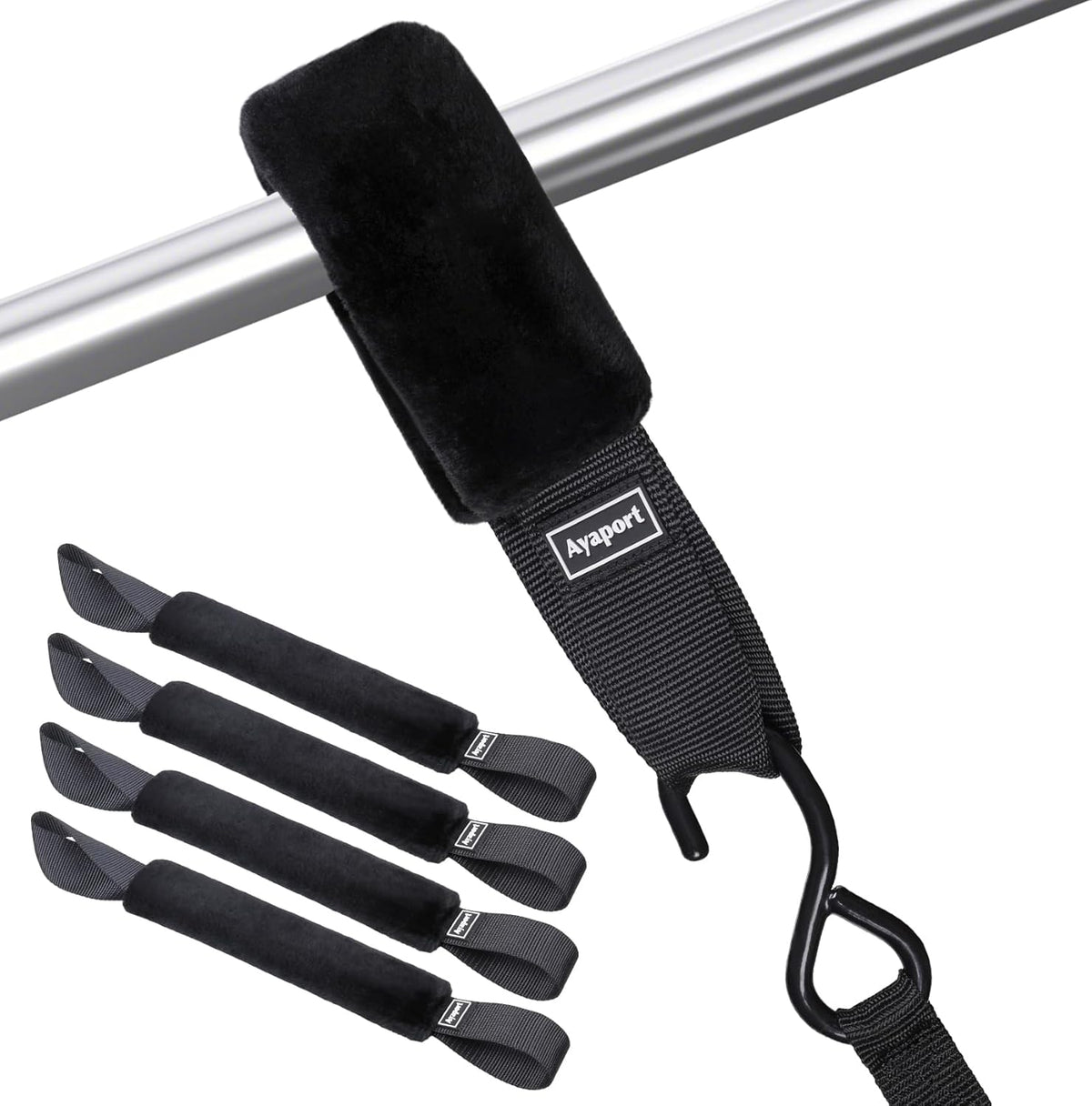 Ayaport Soft Tie Cover Set Include 4 pcs Synthetic Sheepskin Plush Covers and 4 pcs Soft Loop Tie Down Straps for Protecting Motorcycle, Dirt Bike, ATV, UTV etc. 1.5"x18"
