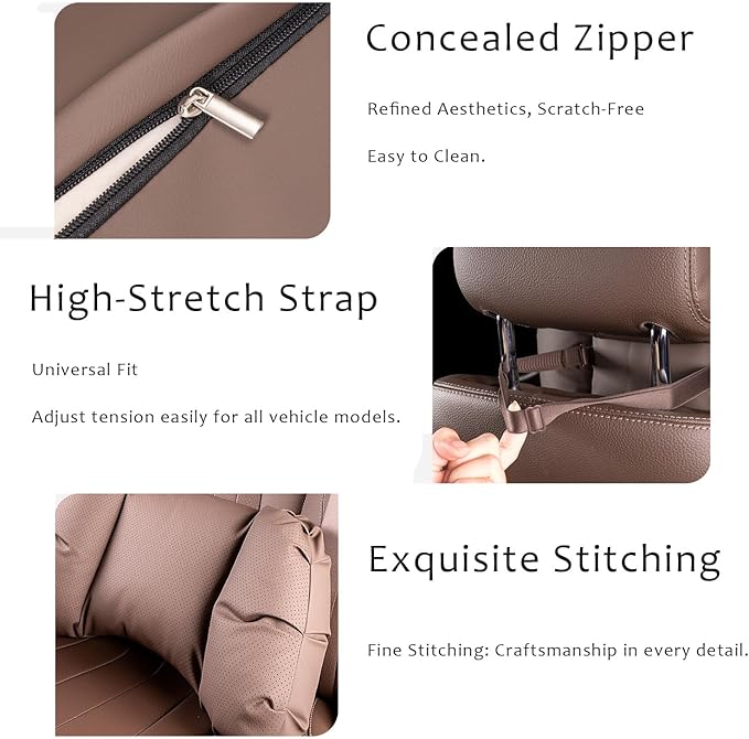 Car Neck Pillow & Lumbar Support for Porsche Cayenne Type 958.2 2015-2018 Ergonomic Breathable Mesh Auto Seat Back Cushion Headrest,Brown-Neck Pillow