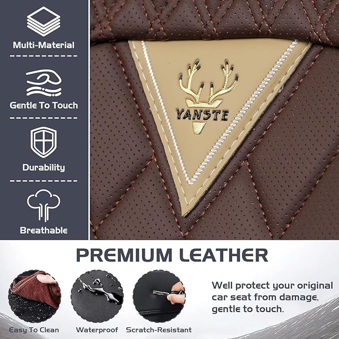 Truck Seat Covers for Chevy Silverado 1500 2007-2026, Waterproof Premium Leather Full Coverage Car Seat Cover, Muscle Sport Style Auto Interior Seat Cover Sets (Full Set/Brown Coffee)