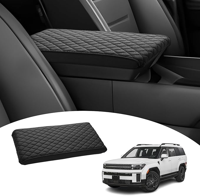 Shademax Custom for 2024 2025 2026 Hyundai Santa Fe Center Console Cover Armrest Cover Santa Fe Hybrid Accessories Arm Rest Cushion Pad Leather Middle Console Cover Armrest Seat Box Protector