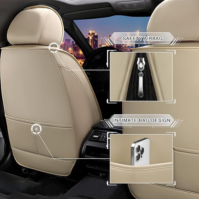 CTDS Car Seat Covers for Jeep Grand Cherokee L 2021-2026, Stylish Sport Seat Cover, Premium Nappa Leather Car Seat Cover. Automobile Seat Covers Sets.(Luxury 2 Seats/Beige)