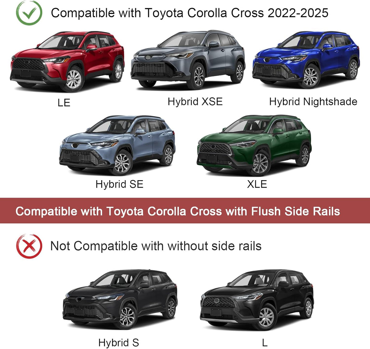 KINGGERI 260Lbs Lockable Roof Rack Cross Bars Compatible with Toyota Corolla Cross 2022 2023 2024 2025 (with Flush Side Rails), Heavy Duty All Aluminum Rail Crossbar Anti-Theft Metal Matte Coated