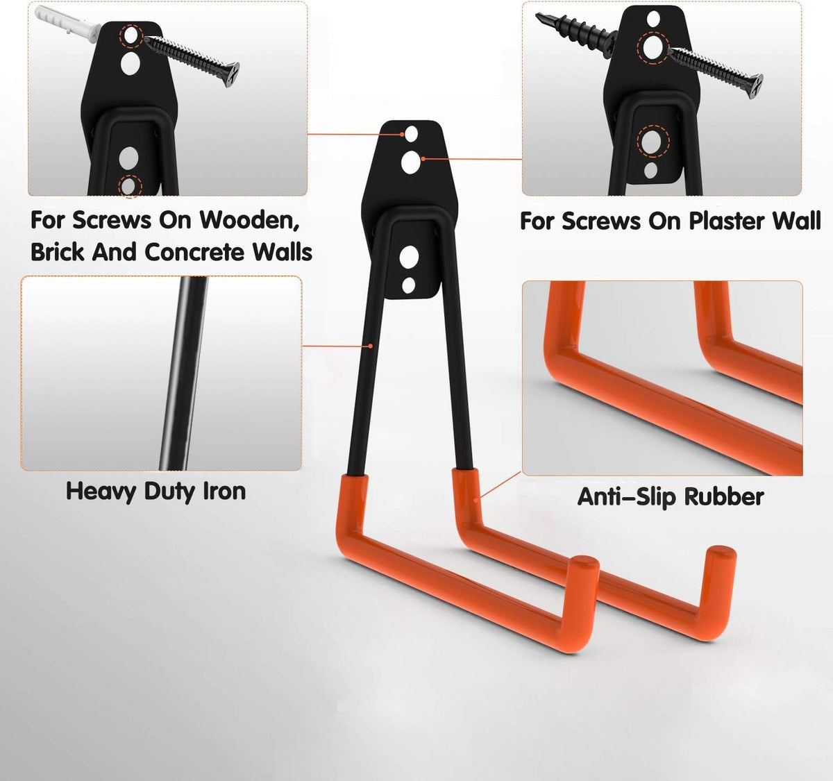 Intpro Garage Hooks 22 Pack Heavy Duty Garage Storage Hooks Steel Tool Hangers for Garage Wall Mount Utility Hooks and Hangers with Anti-Slip Coating for Tools Organizer Ladders Bikes Bulky Items