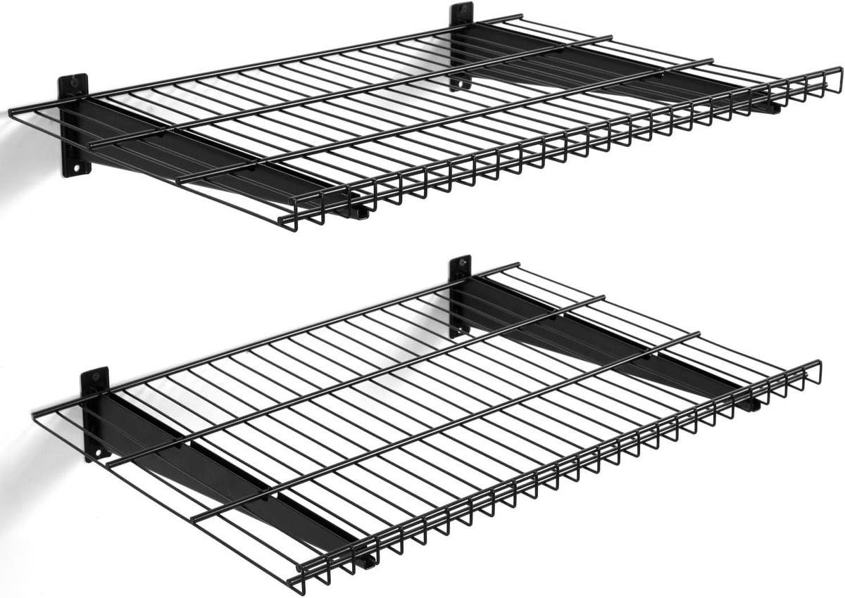 2 Pack Garage Wall Mounted Shelf, 21.7" x 11.4" Heavy Duty Wall Storage Shelves for Garage, Workshop, Laundry Room and Kitchen, Max Load 50 lbs (Black,2 Pack)