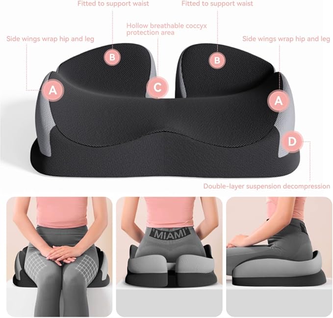 Seat Cushions for Office Chairs Wheelchair Cushion for Long Sitting Back Pain，Memory Foam Seat Car Computer Desk Chair Cushion，Coccyx Cushion for Tailbone Pain Relief Cushion Office Chair Butt Pillow
