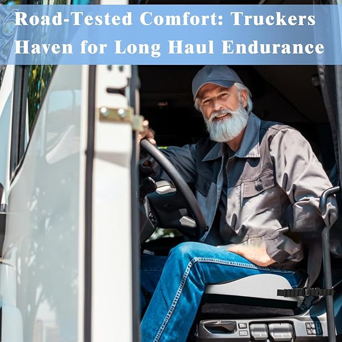 X-Large Seat Cushion for Truck Driver, Upgraded Cushion for Back Support and Pain Relief, Memory Foam with Non-Slip Washable Cover, Relieves Long-Term Truck Sitting and Pain