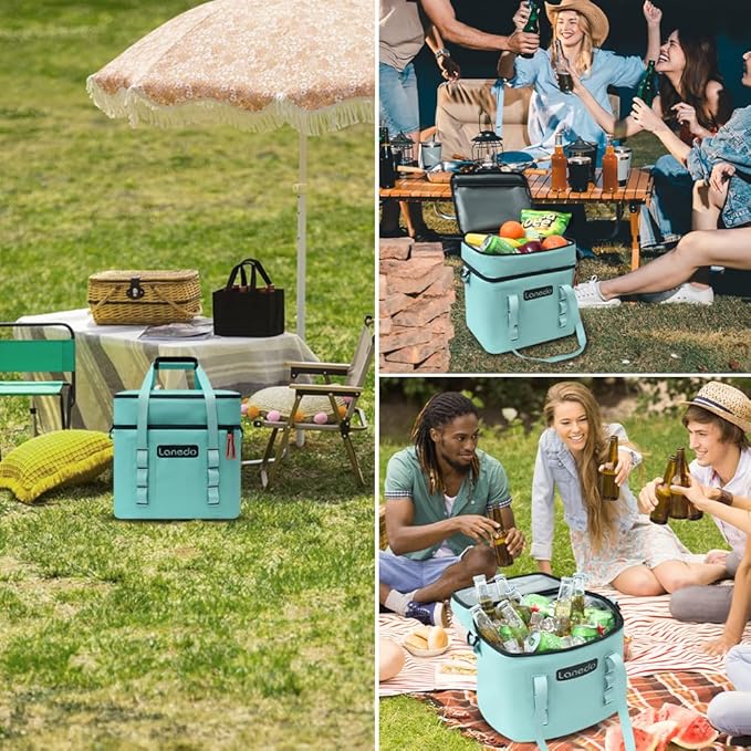 Lisa Lunch Soft Cooler 20/36 Can, Insulated Bag Portable Ice Chest Box for Lunch, Beach, Drink, Beverage, Travel, Camping, Picnic, Car, Trips, Cooler Leak-Proof